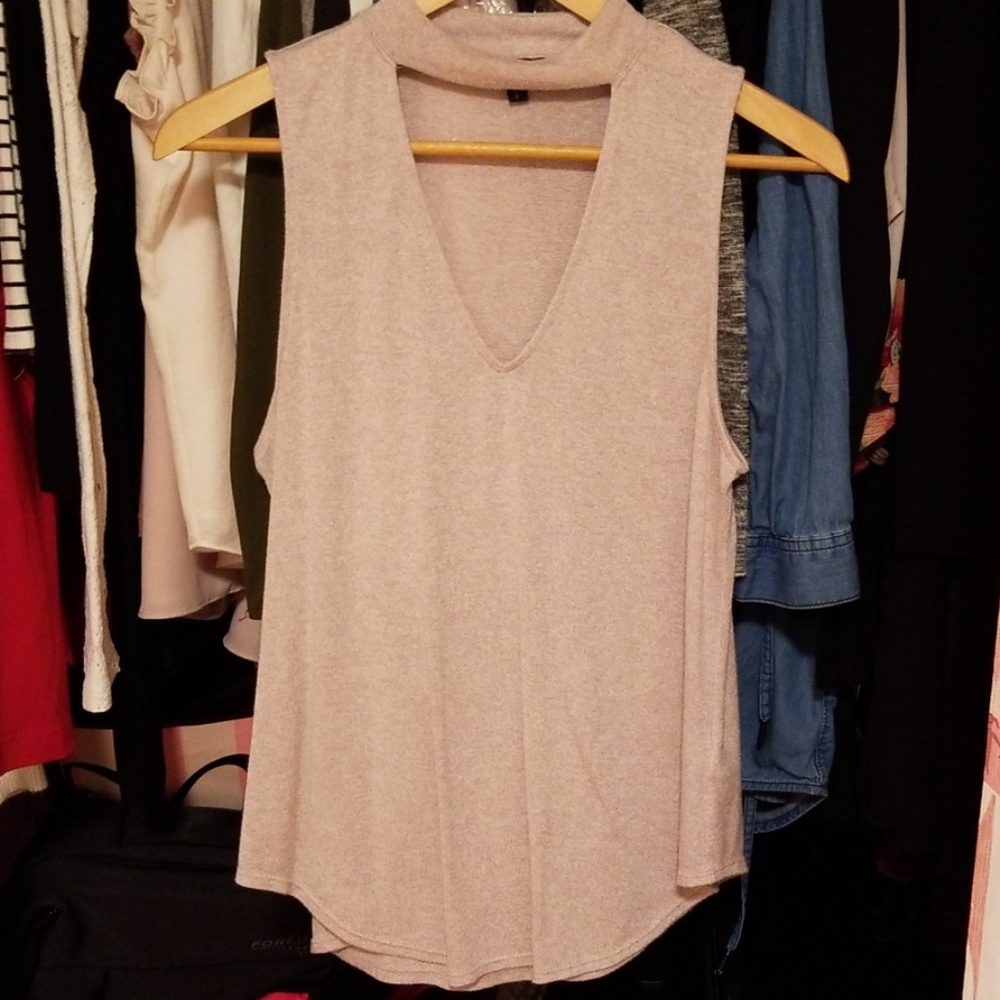 Blush deep v sleeveless top